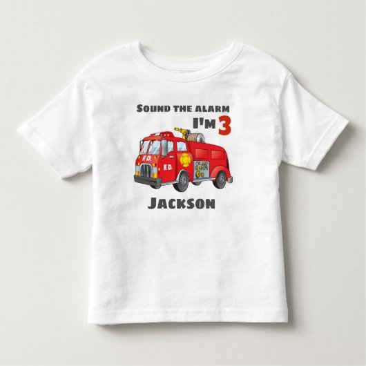 Fire Truck Gepersonaliseerde Verjaardag Tshirt (Voorkant)