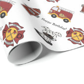 Fire Truck Happy Birthday Cadeaupapier (Rol Hoek)
