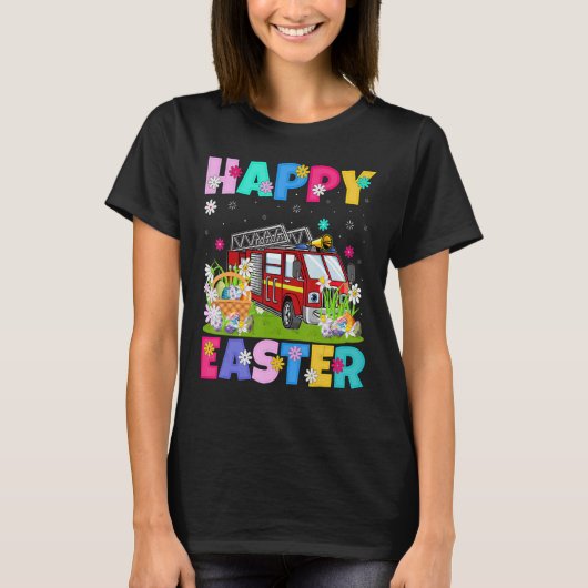 Fire Truck Happy Paast Bunny Fire Easter S T-shirt (Voorkant)