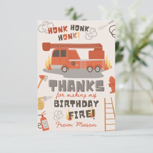 Fire Truck Hartelijk dank | Branddag Bedankkaart (Staand voorkant)