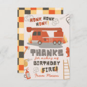 Fire Truck Hartelijk dank | Branddag Bedankkaart (Voorkant / Achterkant)