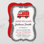 Fire Truck Kids Uitnodiging voor verjaardag (Voorkant / Achterkant)