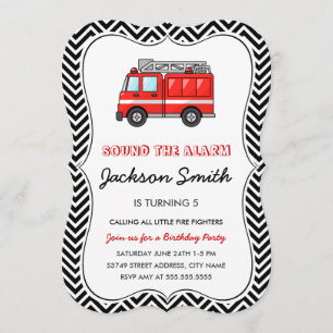 Fire Truck Kids Uitnodiging voor verjaardag