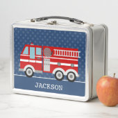 Fire Truck Navy Blue Polka Dot Aangepast Kind (In situ)
