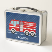 Fire Truck Navy Blue Polka Dot Aangepast Kind (Voorkant)