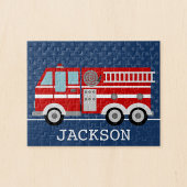 Fire Truck Navy Blue Polka Dot Aangepast Kind Legpuzzel
