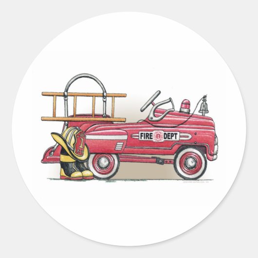 Fire Truck Pedaal Auto Sticker (Voorkant)
