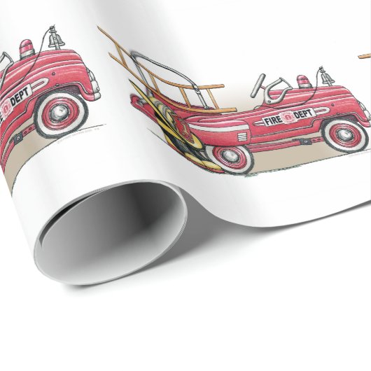 Fire Truck Pedal Car Cadeaupapier (Rol Hoek)