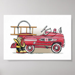 Fire Truck Pedal Car Poster