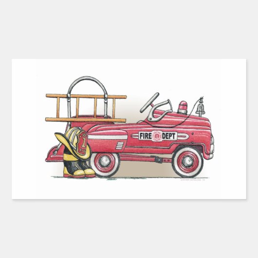 Fire Truck Pedal Car Rechthoekige Sticker (Voorkant)
