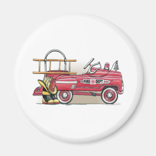 Fire Truck Pedal Car Round Magnet