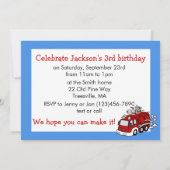 Fire Truck Photo Custom Birthday Invitation, Boy Kaart (Achterkant)