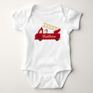 Fire Truck Puppy Gepersonaliseerde Baby Creeper T- Romper