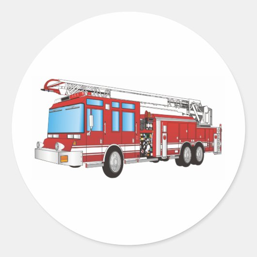 Fire Truck Ronde Sticker (Voorkant)
