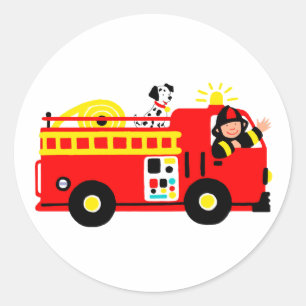 Fire Truck Ronde Sticker