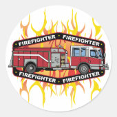 Fire Truck Ronde Sticker (Voorkant)