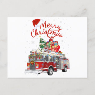 Fire Truck Santa Merry kerst Briefkaart
