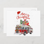 Fire Truck Santa Merry kerst Briefkaart (Voorkant / Achterkant)