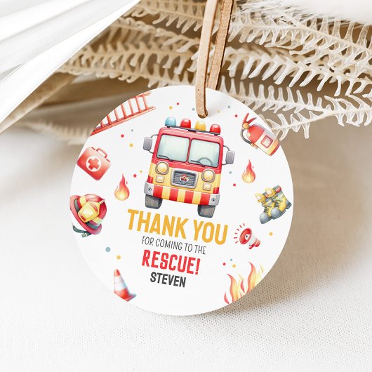Fire Truck Sound the Alarm Baby Shower Bedankjes Labels