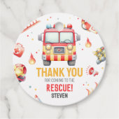 Fire Truck Sound the Alarm Baby Shower Bedankjes Labels (Voorkant)
