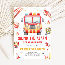 Fire Truck Sound the Alarm Baby Shower Kaart