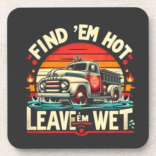  Fire Truck Sunset Graphic Bier Onderzetter (Voorkant)