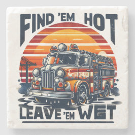  Fire Truck Sunset Graphic Stenen Onderzetter