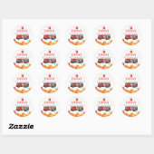 Fire Truck Theme Verjaardag Ronde Sticker (Vel)