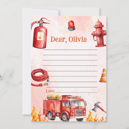 Fire Truck Time Capsule Note Message Kaart (Voorkant)