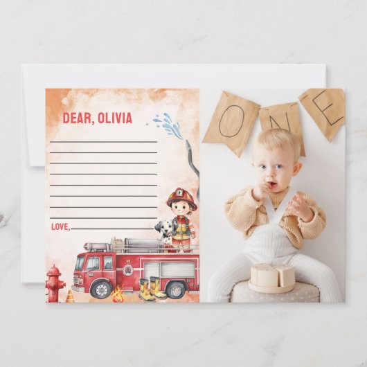 Fire Truck Time Capsule Note Message Kaart (Voorkant)