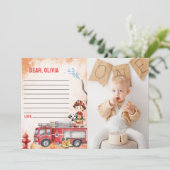 Fire Truck Time Capsule Note Message Kaart (Staand voorkant)