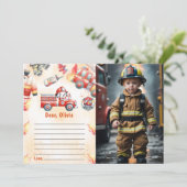 Fire Truck Time Capsule Note Message Kaart (Staand voorkant)