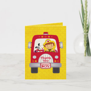 Fire Truck Verjaardag Jongen Bedankkaart