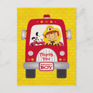 Fire Truck Verjaardag Jongen Briefkaart