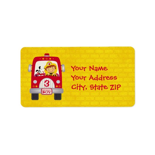 Fire Truck Verjaardag Jongen Etiket (Voorkant)