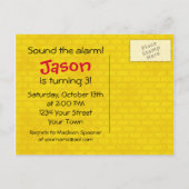 Fire Truck Verjaardag Jongen Uitnodiging Briefkaart (Achterkant)