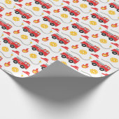 Fire Truck Verjaardag Jongens Cadeaupapier (Hoek)