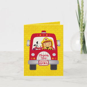 Fire Truck Verjaardag Meisje V1 Kaart