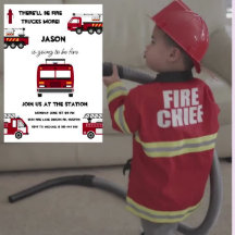 Fire Truck Verjaardag Uitnodiging Brandweerman Par