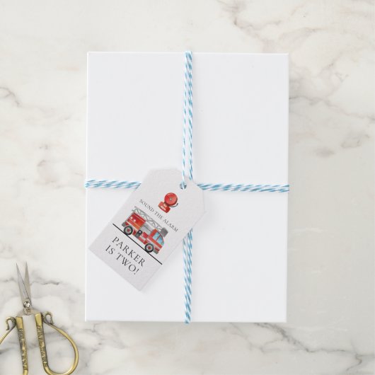 Fire Truck Verjaardagsfeest Voorkeur Gift Labels Cadeaulabel (Met Touw)