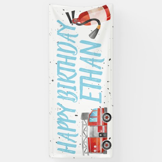 Fire Truck Verjaardagsfeestbanner - Brandweerman T Spandoek (Verticaal)