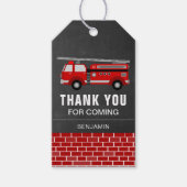 Fire Truck Verjaardagsfeestje Favor Cadeaulabel (Voorkant)