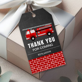 Fire Truck Verjaardagsfeestje Favor Cadeaulabel