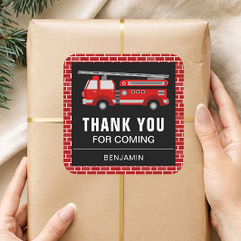 Fire Truck Verjaardagsfeestje Favor Sticker