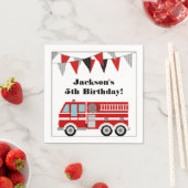 Fire Truck Verjaardagsfeestje Gepersonaliseerd Servetten (Insitu)
