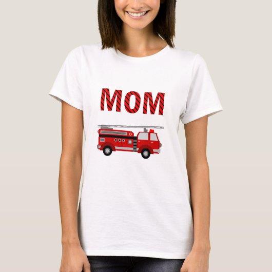 Fire Truck Verjaardagsfeestje Mam T-shirt (Voorkant)