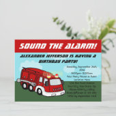 Fire Truck Verjaardagsfeestuitnodigingen Kaart (Staand voorkant)