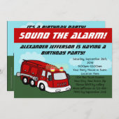 Fire Truck Verjaardagsfeestuitnodigingen Kaart (Voorkant / Achterkant)