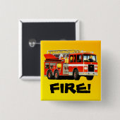 Fire Truck Vierkante Button 5,1 Cm (Voorkant /achterkant)