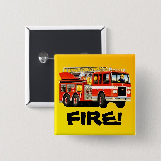 Fire Truck Vierkante Button 5,1 Cm (Voorkant /achterkant)